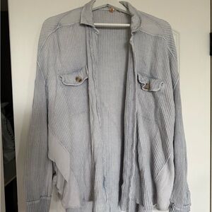 Light Gray Waffle Knit Jacket
